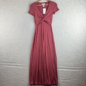 NWT L*Space Womens Pink V Neck Front Twist Knit Jasmine Jumpsuit Size XS